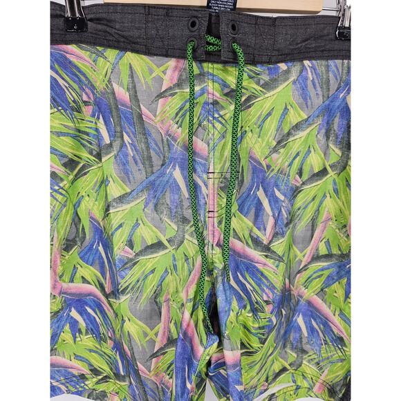 George Men's Tropical Leaf Printed Elastic Waist Swimsuit Swim Trunks Size XL/XG - Picture 2 of 4